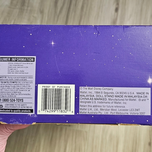 Vintage Disney Snow White Special Sparkles Collection Doll – Mattel 1994 (#11832 - Picture 6 of 9